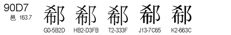 U+90D7